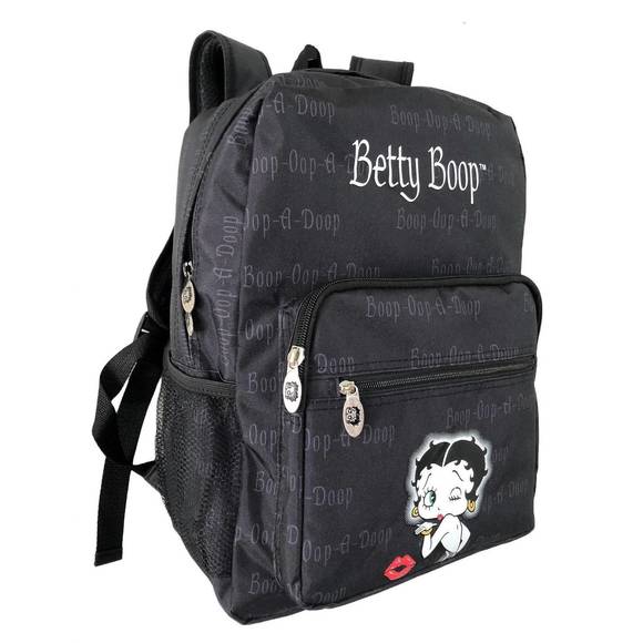 NEW BETTY BOOP women's microfiber large backpack in black with graphic print - Picture 1 of 1